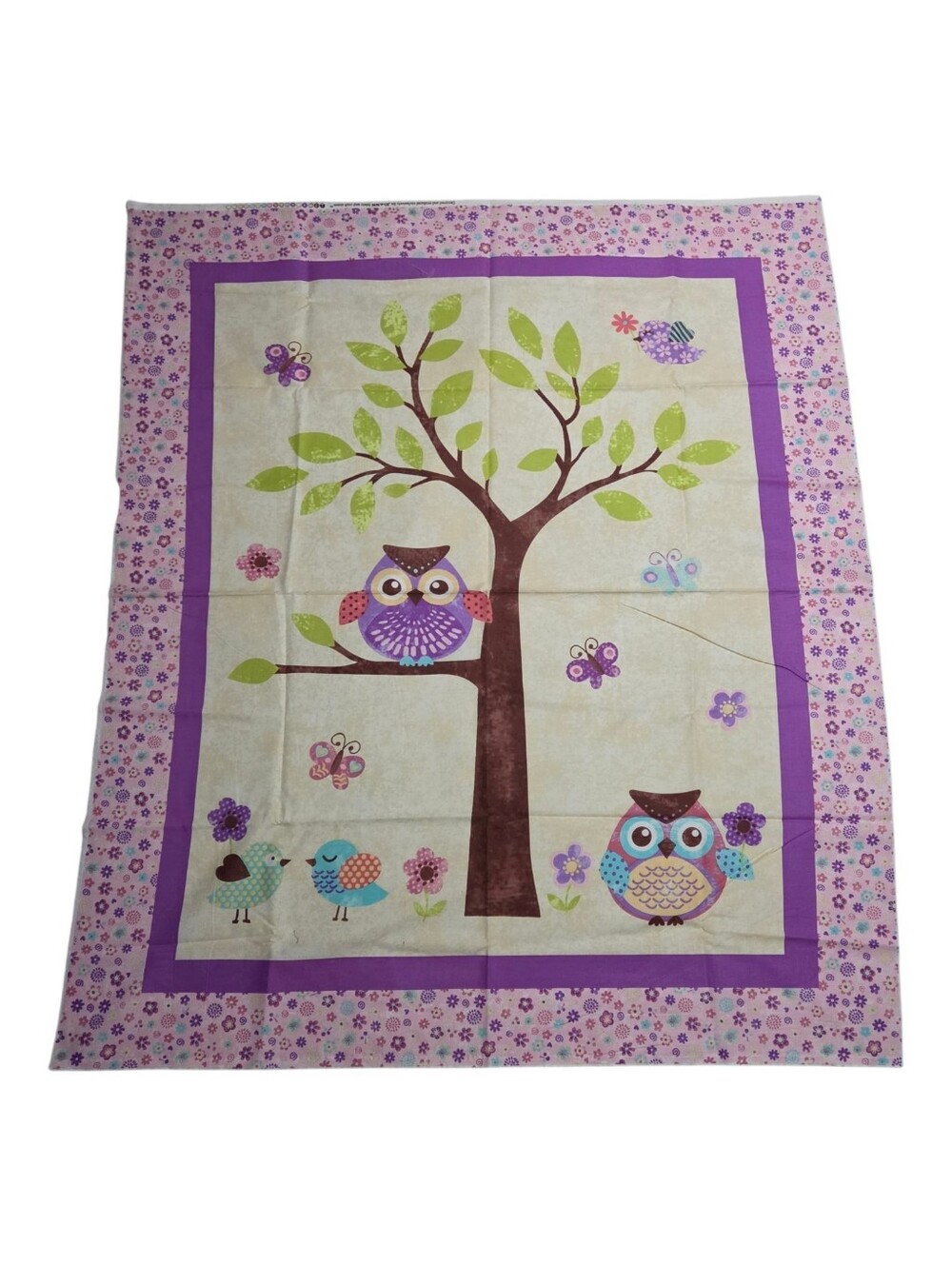 JoAnn Fabrics Purple Girly Owl Cotton Blanket Panel Fabric 37" x 43.25"